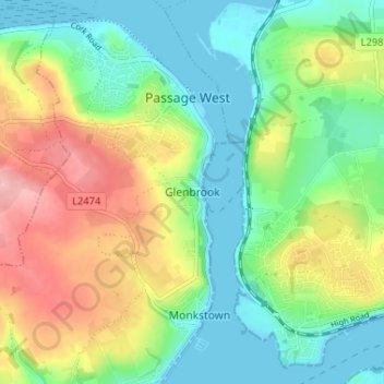 Carte topographique Glenbrook, altitude, relief