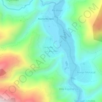 Carte topographique La Asunta, altitude, relief
