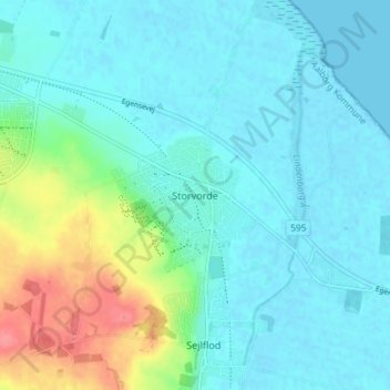 Carte topographique Storvorde, altitude, relief