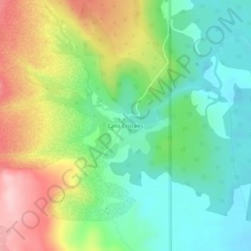 Carte topographique Caño Cristales, altitude, relief