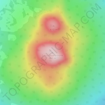 Carte topographique Cerro Huelemolle, altitude, relief