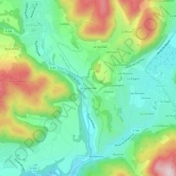 Carte topographique Le Guillermet, altitude, relief