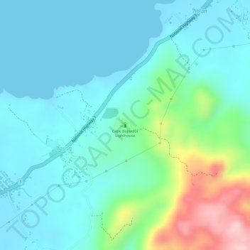 Carte topographique Cape Bojeador Lighthouse, altitude, relief