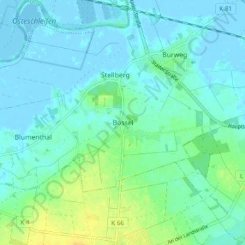 Carte topographique Bossel, altitude, relief