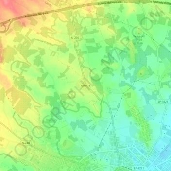 Carte topographique Gualda, altitude, relief