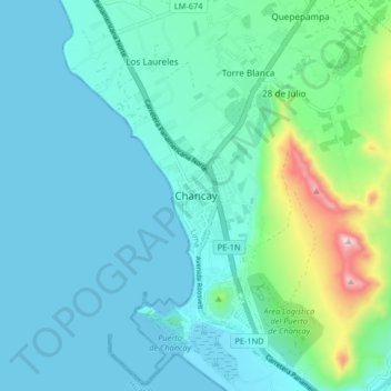Carte topographique Chancay, altitude, relief