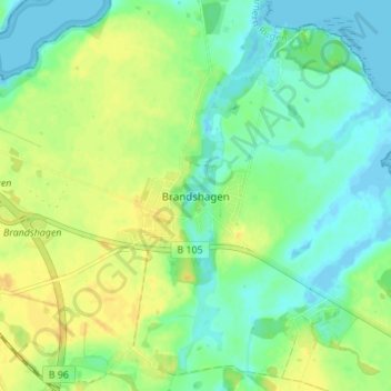 Carte topographique Brandshagen, altitude, relief