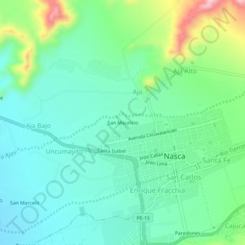 Carte topographique San Mauricio, altitude, relief