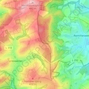 Carte topographique Habenichts, altitude, relief