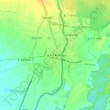 Carte topographique Ciudad Hidalgo, altitude, relief