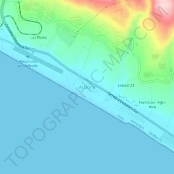 Carte topographique Arizona, altitude, relief