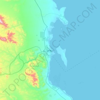 Carte topographique Port Safaga, altitude, relief