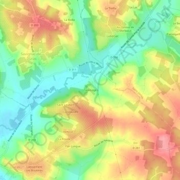 Carte topographique Taminage, altitude, relief