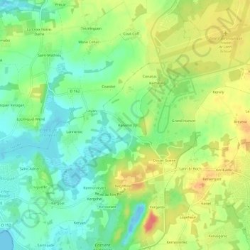 Carte topographique Kervinio, altitude, relief