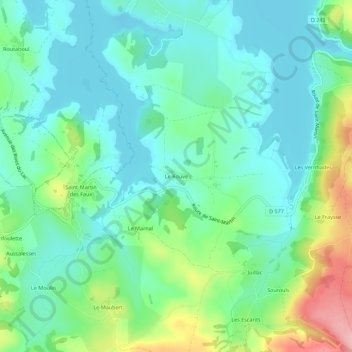 Carte topographique Le Rouve, altitude, relief