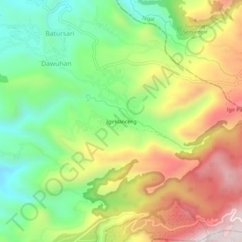 Carte topographique Igirklanceng, altitude, relief