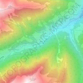 Carte topographique Rauth, altitude, relief