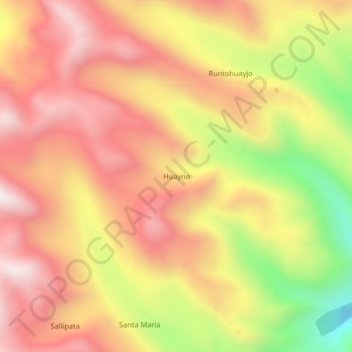 Carte topographique Huayno, altitude, relief