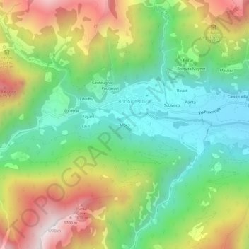Carte topographique Abses, altitude, relief