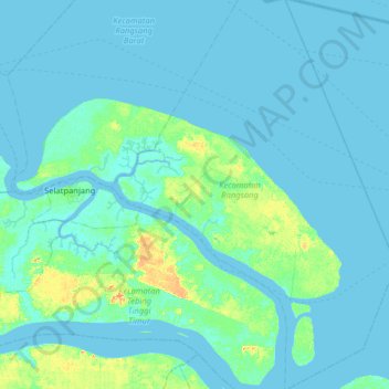 Carte topographique Pulau Rangsang, altitude, relief