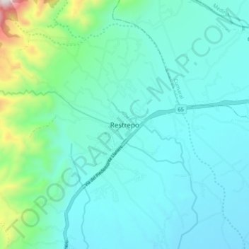 Carte topographique Restrepo, altitude, relief