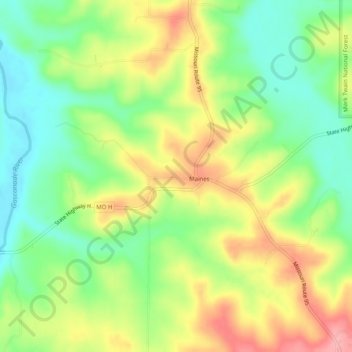 Carte topographique Manes, altitude, relief