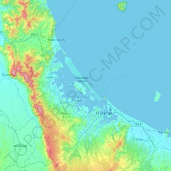 Carte topographique Matakana Island, altitude, relief