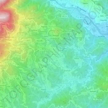 Carte topographique Pratrivero, altitude, relief