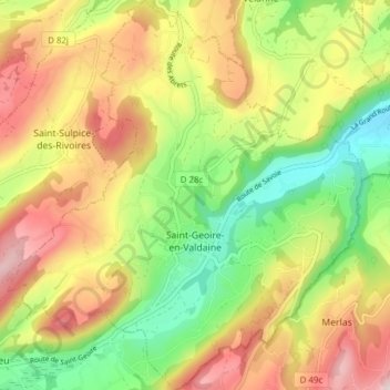 Carte topographique Saint-Geoire-en-Valdaine, altitude, relief
