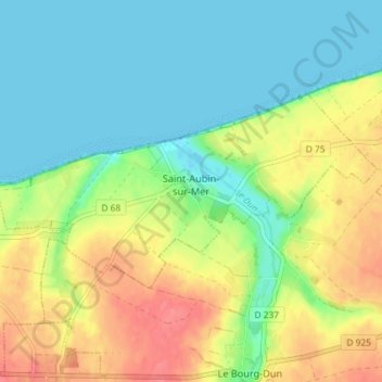 Carte topographique Saint-Aubin-sur-Mer, altitude, relief