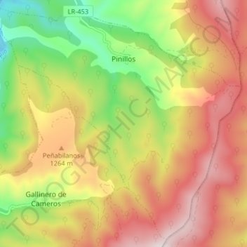 Carte topographique Pinillos, altitude, relief