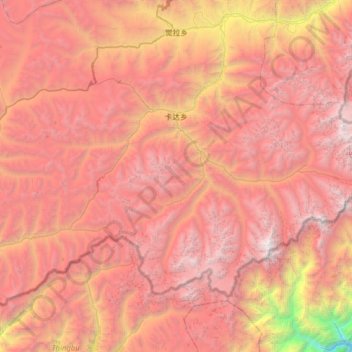 Carte topographique 卡达乡, altitude, relief