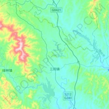 Carte topographique 三阳镇, altitude, relief