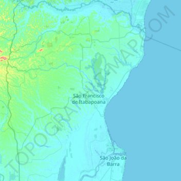 Carte topographique São Francisco de Itabapoana, altitude, relief