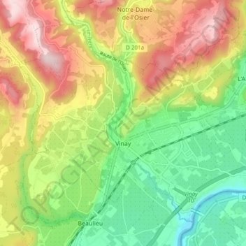 Carte topographique Vinay, altitude, relief
