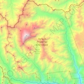 Carte topographique Parque Provincial Aconcagua, altitude, relief