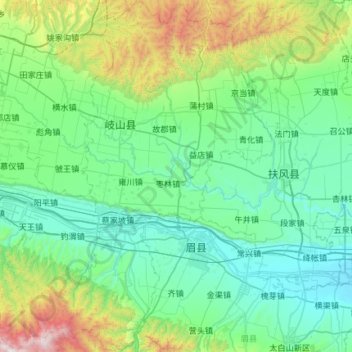 Carte topographique 岐山县, altitude, relief