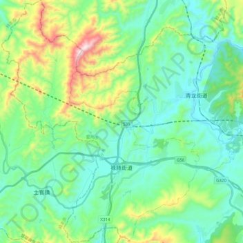 Carte topographique 禄脿街道, altitude, relief