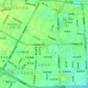 Carte topographique 玉林街道, altitude, relief