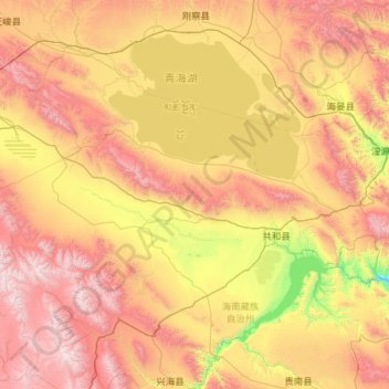 Carte topographique 共和县, altitude, relief