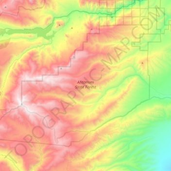 Carte topographique Ahtanum State Forest, altitude, relief