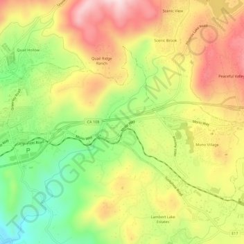 Carte topographique East Sonora, altitude, relief