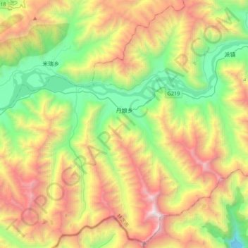 Carte topographique 丹娘乡, altitude, relief