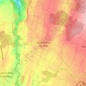 Carte topographique Goumoëns, altitude, relief