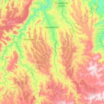 Carte topographique Minas Novas, altitude, relief