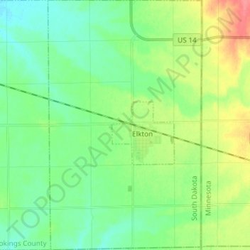 Carte topographique Elkton Township, altitude, relief