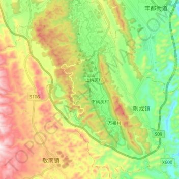 Carte topographique 万峰林, altitude, relief