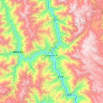 Carte topographique 拖顶傈僳族乡, altitude, relief