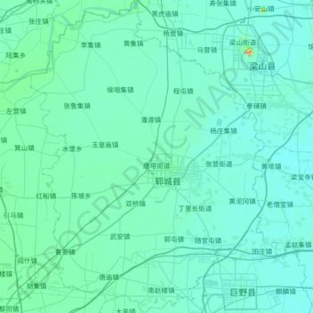 Carte topographique 郓城县, altitude, relief