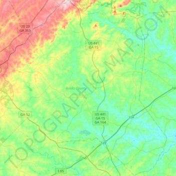 Carte topographique Banks County, altitude, relief